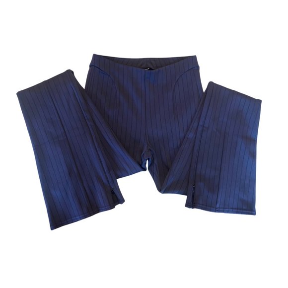 ALO YOGA BLUE HIGH-WAIST PINSTRIPE ZIP IT FLARE LEGGING - Picture 3 of 4